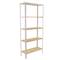 Regał magazynowy metalowy PrimeMatik Plus Home Click z 5 półkami ze sklejki i całkowitym wymiarze 100 x 30 x 180 cm w kolorze białym / sosnowym