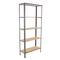 Scaffale metallico PrimeMatik Plus Home Click con 5 ripiani in compensato e dimensioni totali 100 x 30 x 180 cm in colore grigio / pino