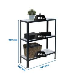 Prestatgeria metàl·lica per a emmagatzematge Simonrack Mini Home Click de 3 lleixes de fusta i mida total 80 x 30 x 90 cm de color antracita / blanc