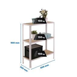 Metalllagerregal PrimeMatik Mini Home Click mit 3 Holzböden und Gesamtgröße 80 x 30 x 90 cm weiß / MDF