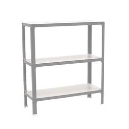 Metalowa półka do przechowywania PrimeMatik Mini Home Click z 3 drewnianymi półkami i całkowitym wymiarem 80 x 30 x 90 cm w kolorze szaro-białym