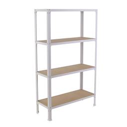 Metal storage shelf Simonrack Mini Home Click with 4 wooden shelves and total size 80 x 30 x 160 cm white / mdf
