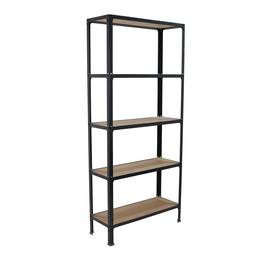 Metal storage shelf Simonrack Mini Home Click with 5 wooden shelves and total size 80 x 30 x 180 cm in anthracite / mdf color
