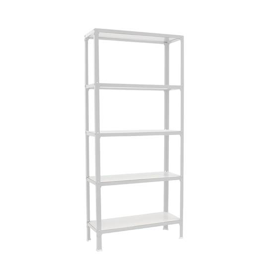 Prestatgeria metàl·lica per a emmagatzematge Simonrack Mini Home Click de 5 lleixes de fusta i mida total 80 x 30 x 180 cm de color blanc / blanc