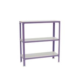 Estantería metálica para almacenaje Simonhome Simonrack Plus Home Click de 3 baldas de madera y tamaño total 100 x 30 x 90 cm de color violeta / blanco