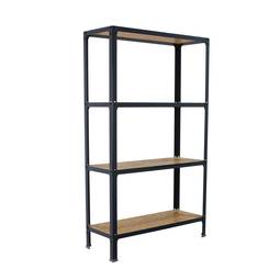 Metal storage shelf Simonrack Plus Home Click with 4 wooden shelves and total size 100 x 30 x 160 cm in anthracite / osb color