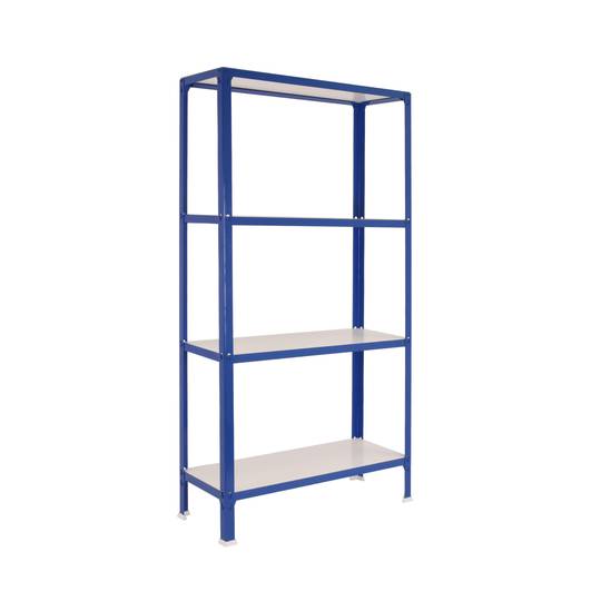 Estantería metálica para almacenaje Simonhome Simonrack Plus Home Click de 4 baldas de madera y tamaño total 100 x 30 x 160 cm de color azul / blanco