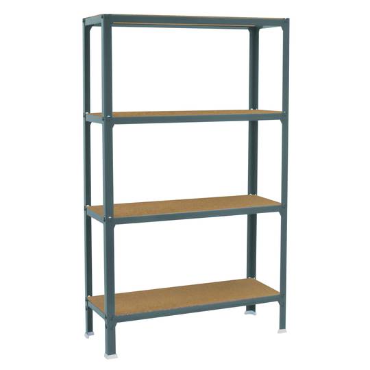 PrimeMatik Plus Home Click metalowa półka do przechowywania z 4 drewnianymi półkami i całkowitym wymiarem 100 x 30 x 160 cm, szary / mdf