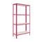 Metalllagerregal PrimeMatik Plus Home Click mit 4 Holzböden und einer Gesamtgröße von 100 x 30 x 160 cm in der Farbe Rosa/Weiß