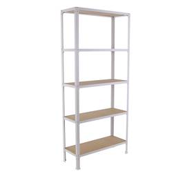 Simonrack Plus Home Click metal storage shelf with 5 wooden shelves and total size 100 x 30 x 180 cm white / mdf