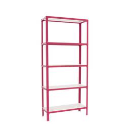 Estantería metálica para almacenaje Simonhome Simonrack Plus Home Click de 5 baldas de madera y tamaño total 100 x 30 x 160 cm de color rosa / blanco