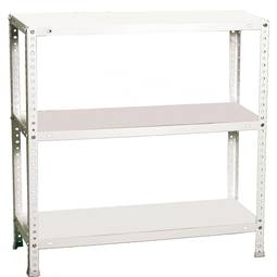 Scaffale portaoggetti in metallo PrimeMatik con 3 ripiani in metallo e dimensioni totali 90 x 30 x 90 cm in colore bianco