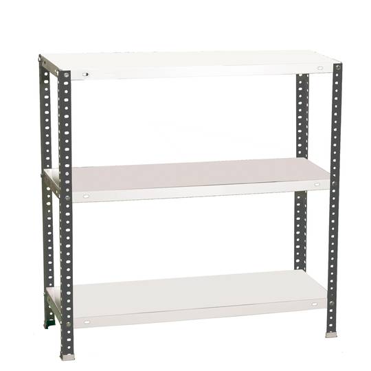 PrimeMatik metalen opbergrek met 3 metalen legplanken en totale afmeting 90 x 50 x 90 cm in kleur antraciet/wit