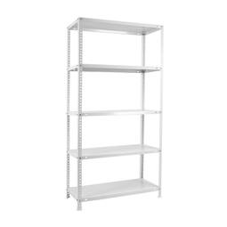 Scaffale PrimeMatik in metallo con 5 ripiani in metallo e dimensioni totali 90 x 50 x 180 cm, bianco