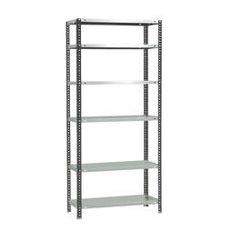 PrimeMatik metalen opbergrek met 6 metalen legborden en totale afmeting 90 x 50 x 200 cm in kleur antraciet/wit