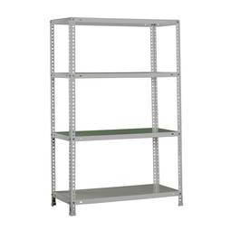 Metalllagerregal PrimeMatik Mini mit 4 Metallböden und einer Gesamtgröße von 80 x 30 x 150 cm in verzinkter Farbe