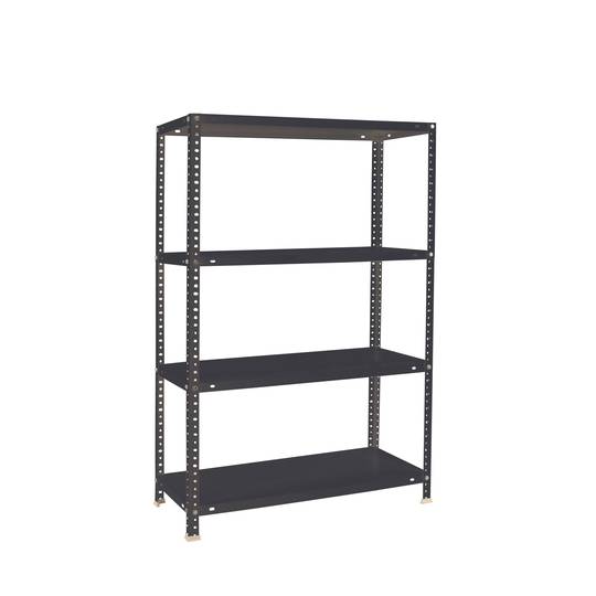 Metalen opbergrek PrimeMatik Mini met 4 metalen legborden en totale afmeting 80 x 50 x 150 cm in kleur antraciet