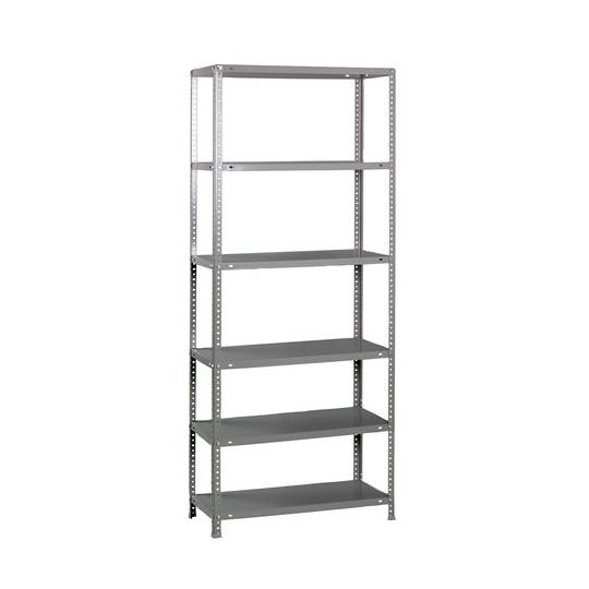 Metalen opbergrek PrimeMatik Mini met 6 metalen planken en een totale afmeting van 80 x 50 x 200 cm, grijs