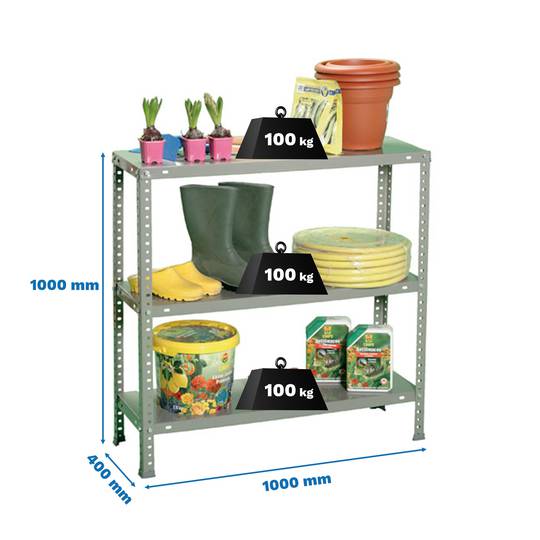 Scaffale portaoggetti in metallo Simonrack Plus con 3 ripiani in metallo e dimensioni totali 100 x 40 x 100 cm, colore grigio