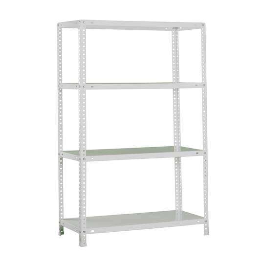 Półka metalowa do przechowywania PrimeMatik Plus z 4 metalowymi półkami i całkowitym wymiarem 100 x 30 x 150 cm, kolor szary