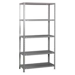 PrimeMatik Plus metalen opbergrek met 5 metalen legborden en totale afmeting 100 x 40 x 200 cm, kleur grijs