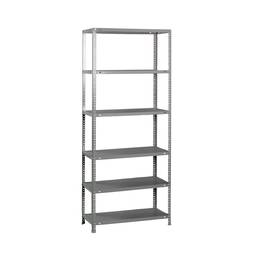 Metalen opbergrek PrimeMatik Plus met 6 metalen legborden en totale afmeting 100 x 40 x 200 cm, kleur grijs