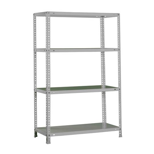 Metalllagerregal PrimeMatik SuperPlus mit 4 Metallböden und einer Gesamtgröße von 110 x 30 x 150 cm in verzinkter Farbe