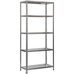 PrimeMatik SuperPlus metalen opbergrek met 5 metalen legborden en totale afmeting 110 x 40 x 200 cm in gegalvaniseerde kleur