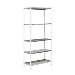 Scaffale metallico PrimeMatik Garden con 5 ripiani e una dimensione totale di 90 x 40 x 180 cm in bianco / galva