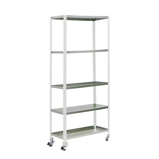 Scaffale metallico PrimeMatik Garden con 5 ripiani e una dimensione totale di 90 x 30 x 187,5 cm in bianco / galva