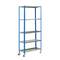 Scaffalatura metallica per lo stoccaggio PrimeMatik Garden con 5 ripiani e una dimensione totale di 90 x 40 x 187,5 cm in colore blu / galva