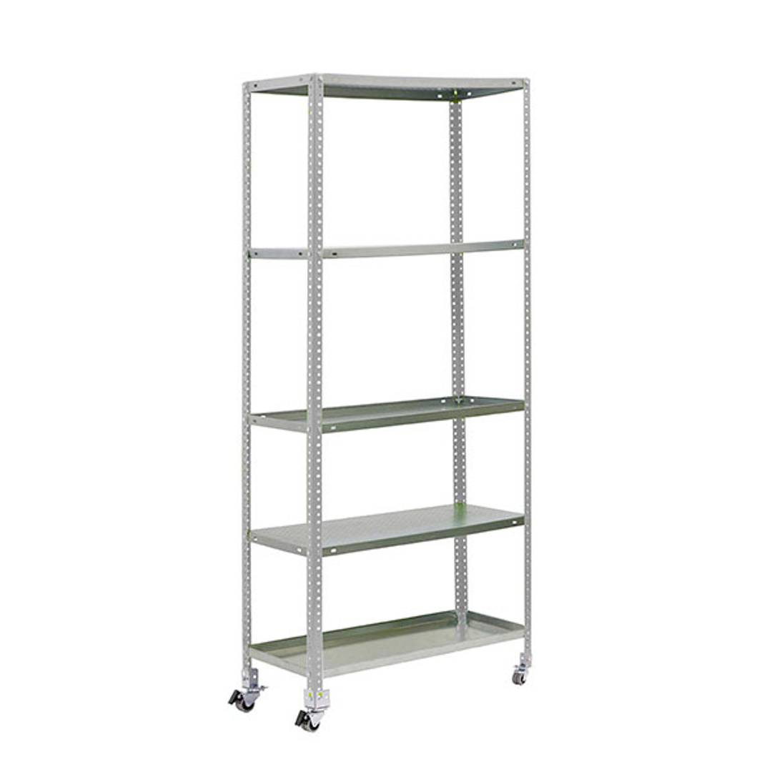 Scaffale metallico PrimeMatik Garden con 5 ripiani e una dimensione totale di 90 x 40 x 187,5 cm in colore galva / galva