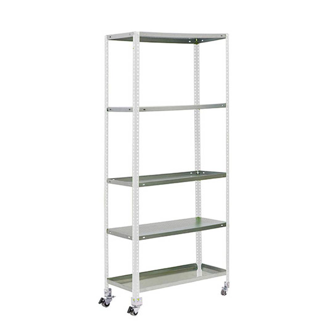 PrimeMatik Garden metalen opbergrek met 5 planken en een totale afmeting van 90 x 50 x 187,5 cm in de kleur wit/gegalvaniseerd