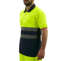 Samarreta tipus polo de màniga curta reflectant groc blau per seguretat laboral de talla M