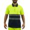 Shirt polo short sleeve yellow blue with reflective straps for safety works size M