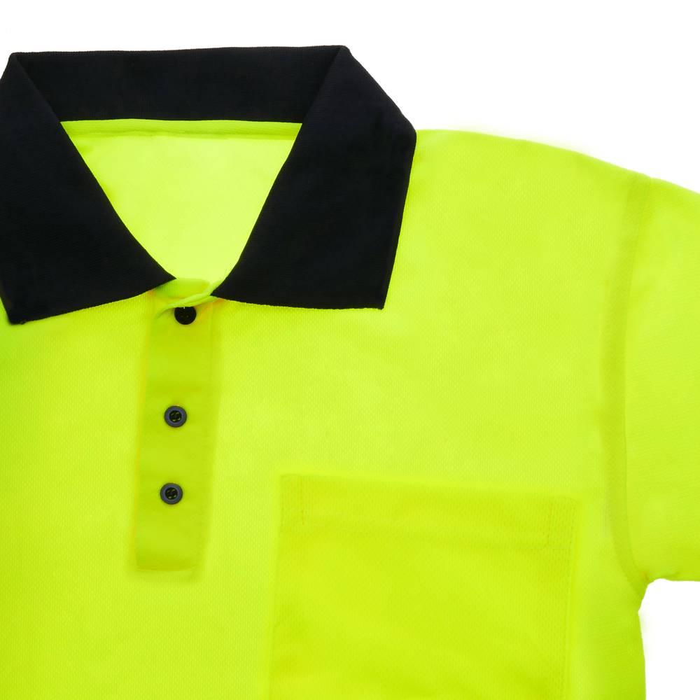 Shirt polo short sleeve yellow blue with reflective straps for safety works size M