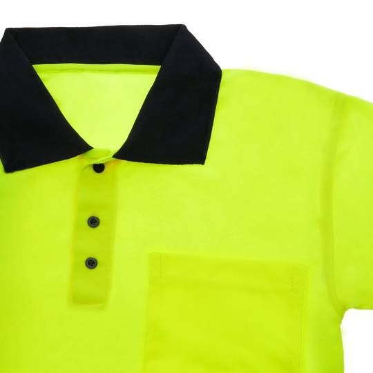 Shirt polo short sleeve yellow blue with reflective straps for safety works size M