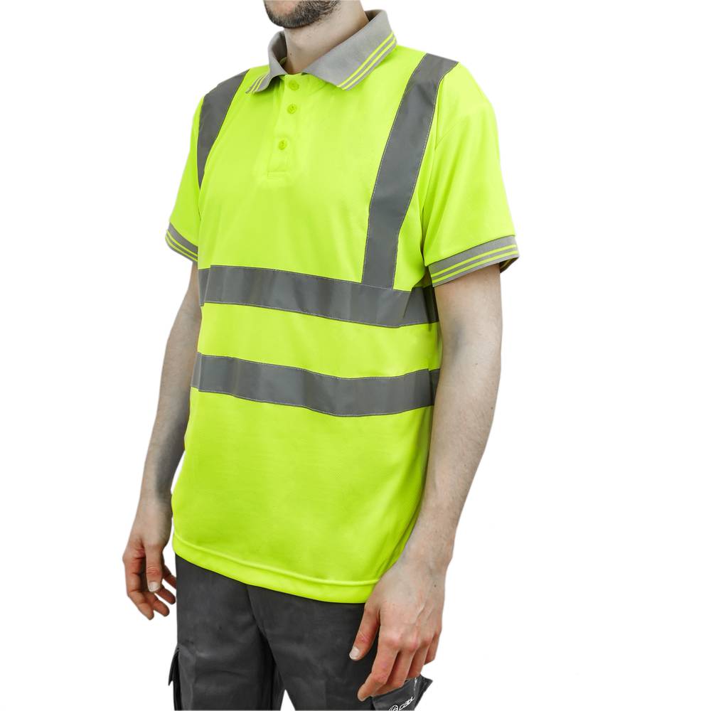 Hi Viz Vis Polo Camisa Manga Corta Top Alta Visibilidad Seguridad Trabajo De Seguridad St 