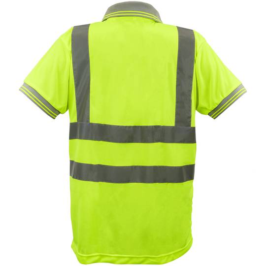Shirt polo short sleeve yellow with reflective straps for safety works size M