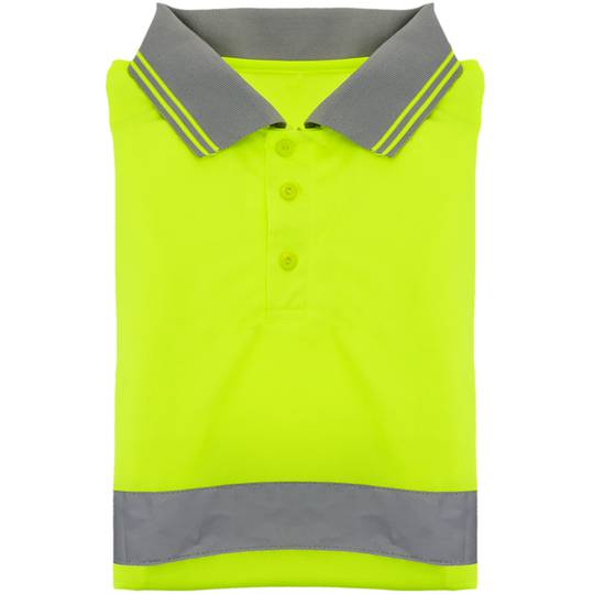 Shirt polo short sleeve yellow with reflective straps for safety works size M