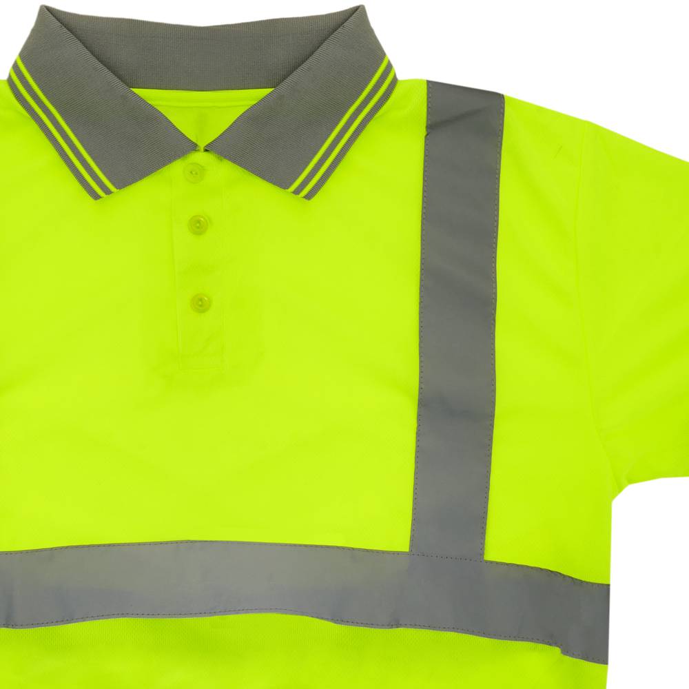 Shirt polo short sleeve yellow with reflective straps for safety works size M