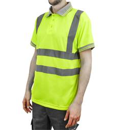 Samarreta tipus polo de màniga curta reflectant groc per seguretat laboral de talla L