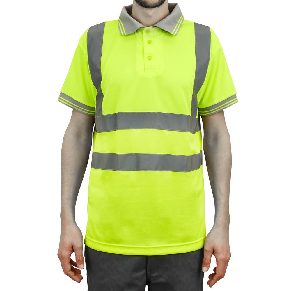 Camiseta de manga curta com refletor amarelo para a segurança do emprego tamanho L