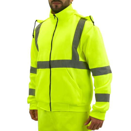 Sweatshirt sweater long sleeve yellow with reflective straps for safety works size M