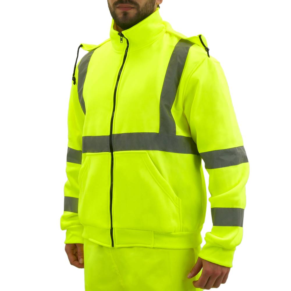 Sweat-shirt jersei manche long avec réflexion jaune pour la sécurité d'emploi taille L