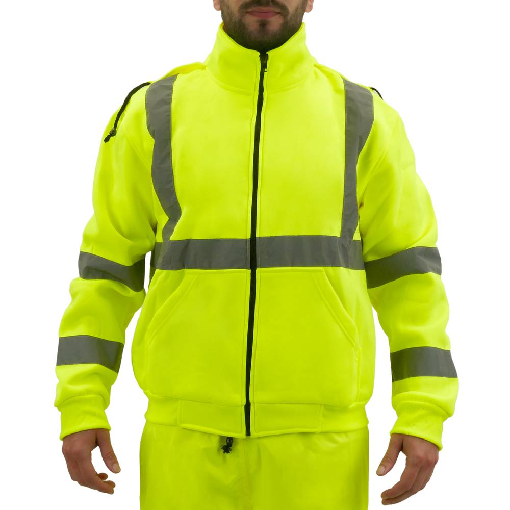 Sweat-shirt jersei manche long avec réflexion jaune pour la sécurité d'emploi taille L