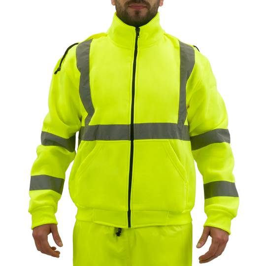 Sweat-shirt jersei manche long avec réflexion jaune pour la sécurité d'emploi taille L
