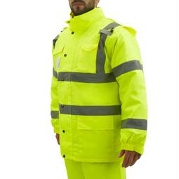Giubbotto da lavoro giallo con riflettente per la sicurezza del lavoro cappuccio taglia M