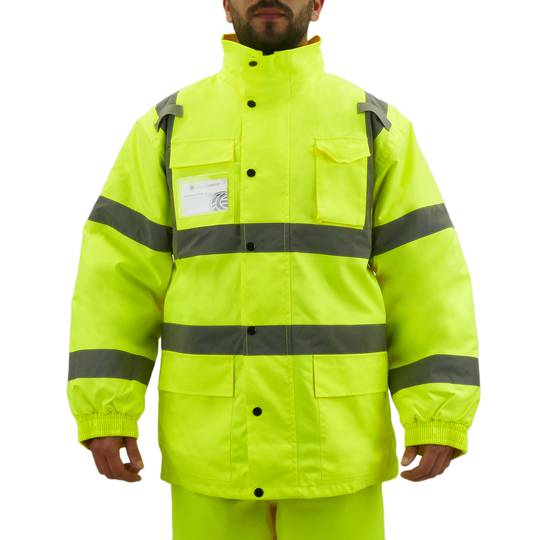 Veste de travail jaune avec réflexion pour la sécurité d'emploi avec encapuchonné taille M