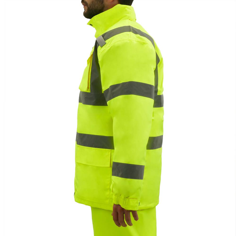Geel werkjack met reflecterend voor werkveiligheid met maat XL capuchon
